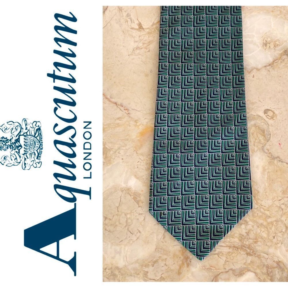 Vintage Aquascutum of London 100% Silk Tie Geometric Print